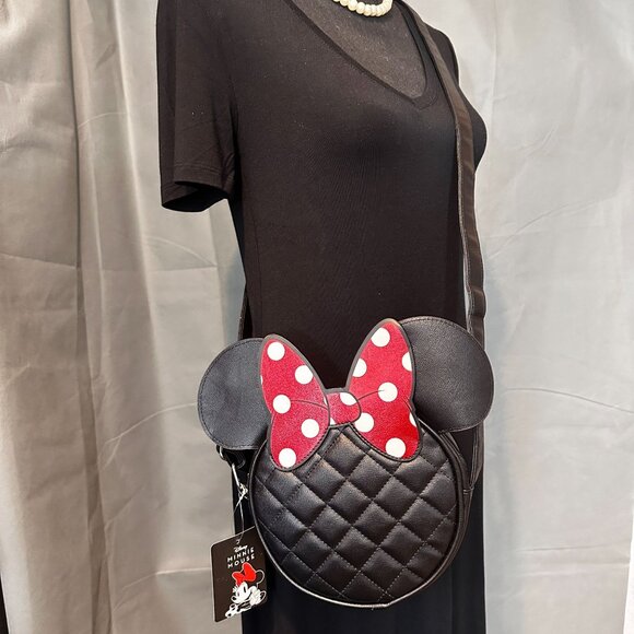 Disney Minnie Mouse Crossbody Purses Mouse Ears Icon Polka Dot Bow Shoulder Bag - Picture 7 of 16